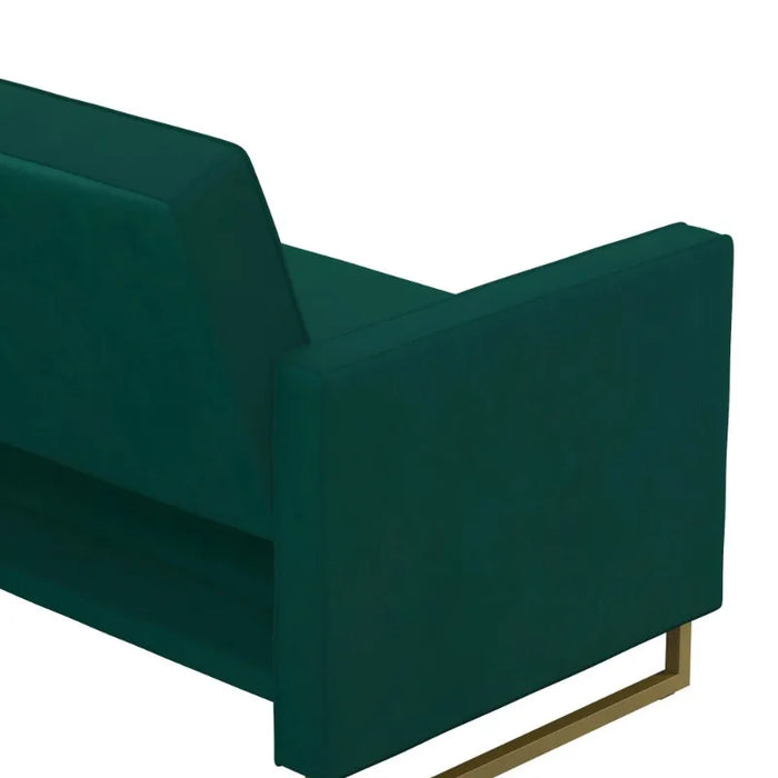 Novogratz Skylar Coil Futon, Modern Sofa Bed and Couch, Green Velvet