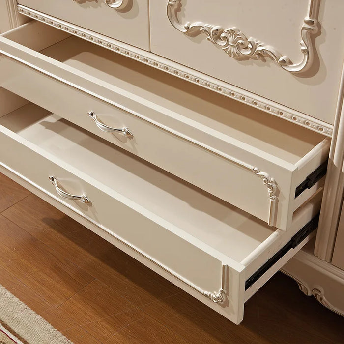Bedroom European-style furniture luxury carved French 2.2m adult solid wood storage four-door wardrobe