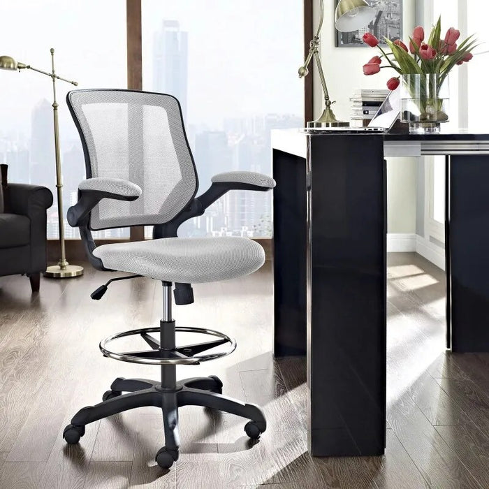 Modway Veer Drafting Chair in Gray Ergonomic Chair  Computer Chair  Office Furniture