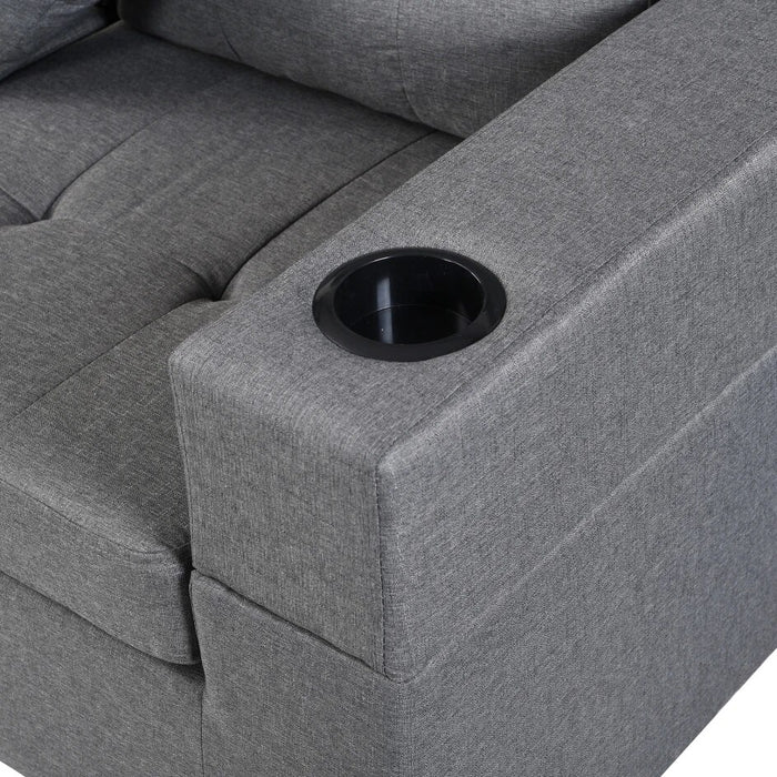 Sectional Sofa Set For Living Room With L Shape Chaise Lounge ,cup Holder And Left Or Right Hand Chaise Modern 4 Seat (Grey)