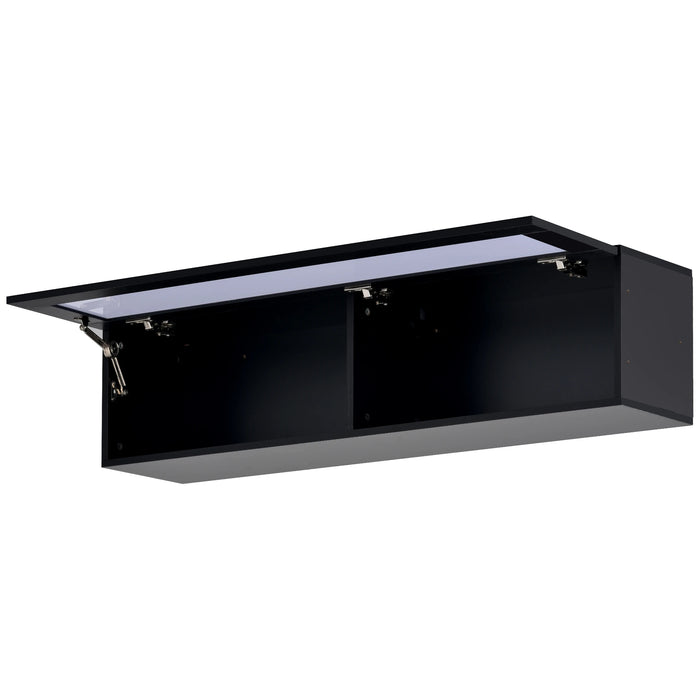 Wall Mount Floating TV Stand with 4 Media Storage Cabinets and 2 Shelves, High Gloss Entertainment Center for 95+ in. TV