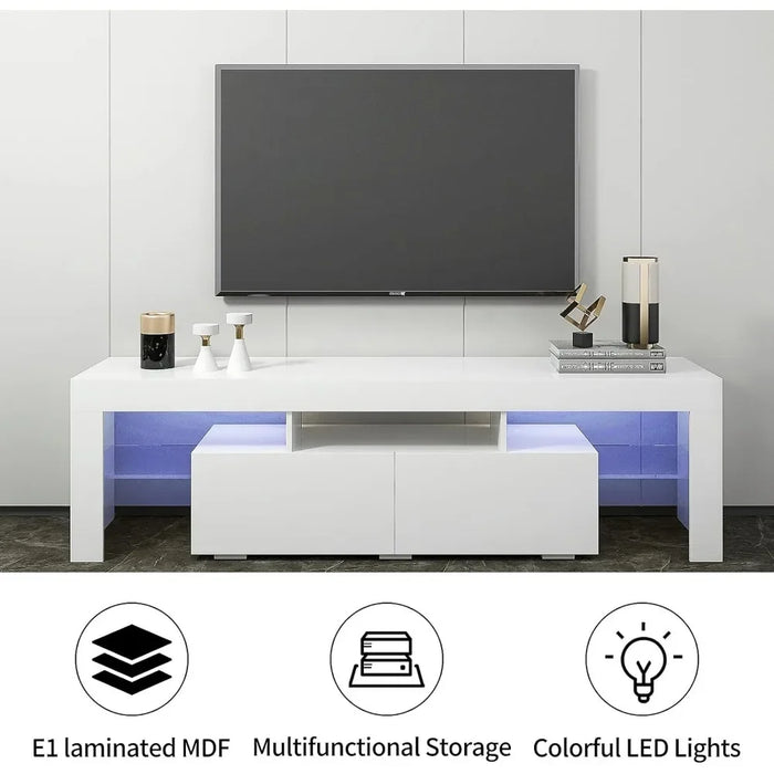 TV Cabinet with LED for 70" TV with 2 Drawers Modern Living Room Furniture Free Shipping