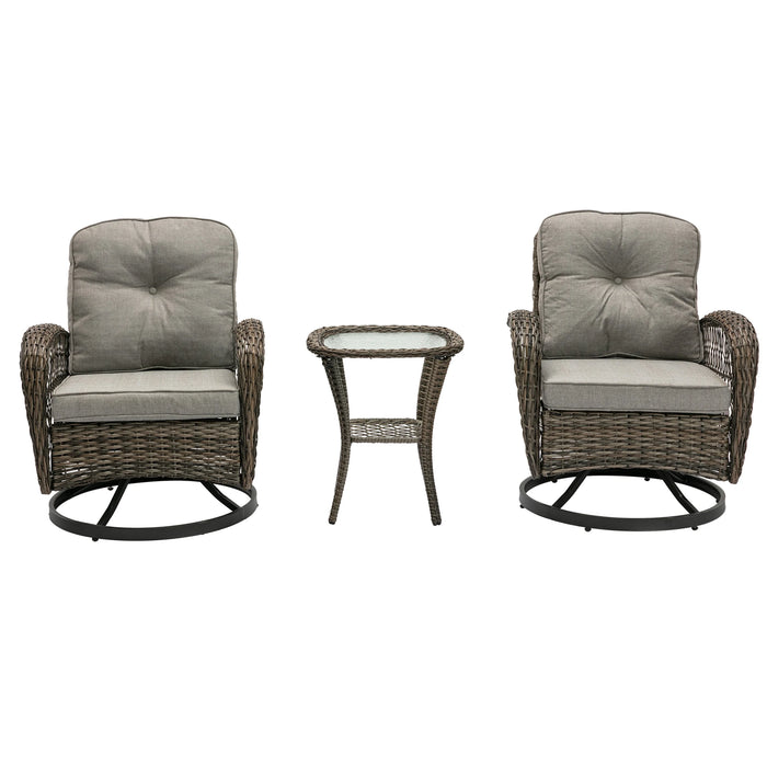 3pcs Outdoor Furniture Wicker Set  Modern Wicker Sunbed Patio Rattan Sun Lounger Chair  with 2pcs lounge and 1pc table