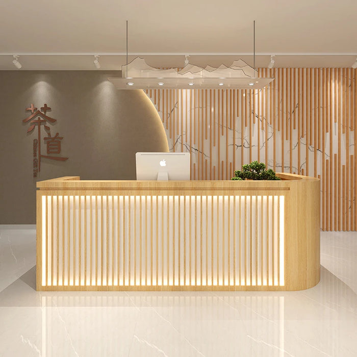 Luxury Wood Reception Desks Cashier Office Store Simple Hotel Reception Desk Standing Console Recepcion Mostrador Bar Furniture