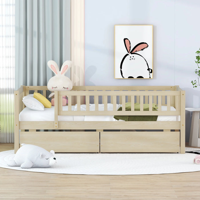 VSOGA Twin Sofa Bed Wooden Bed - With Two Drawers, Assembled Length 79.50cm Assembly Width 57.cm Assembly Height 28.30cm