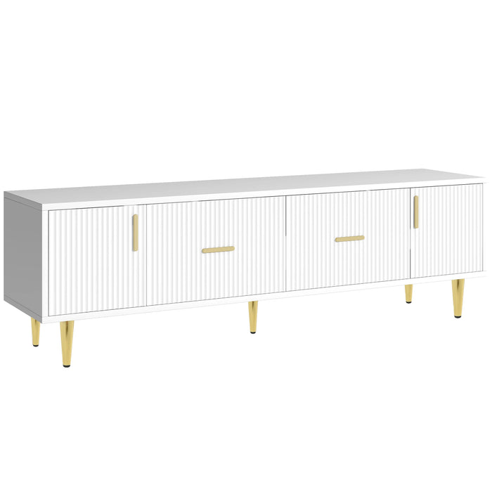 Modern TV Stand with 5 Champagne Legs - Durable, Stylish and Spacious, TVs Up to 75''