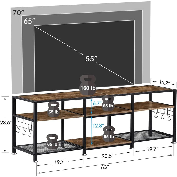 65 Inch Tv Stand Living Room Furniture Bedroom and Gaming Room TV Stand for Televisions Up to 70 Inch Brown Home Stands Modern