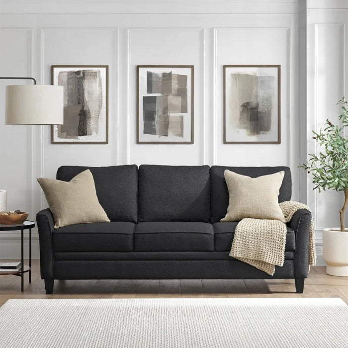 Mainstays Auden 3 Seat Classic Modern Sofa, Black