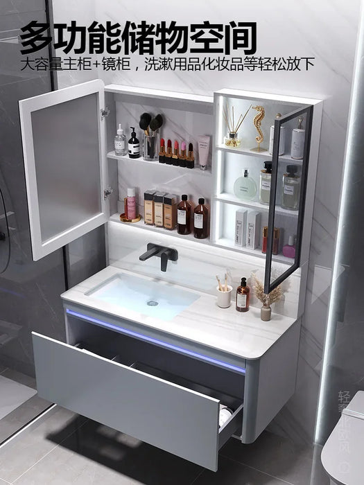 Nordic Bathroom Vanity Cabinet With Sink Furniture Combination Set Modern Minimalist Washstand Stone Slab One Basin Hand Wash
