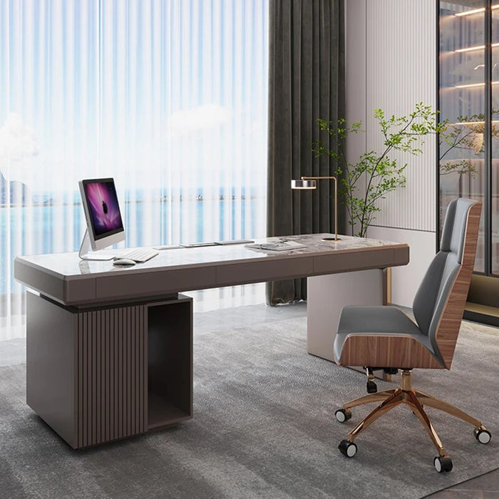 President Boss Desk Table Modern Aesthetic Drawers Hole Cover Desk Table Men Aesthetic Escritorios De Oficina Library Furniture