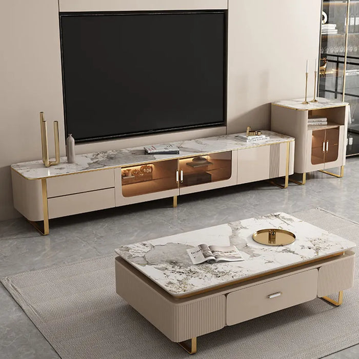 Modern Bedroom Nordic Tv Cabinet Stands Led Lights Glass Bench Home Stand Floor Coffee Storage Muebles Living Room Furniture