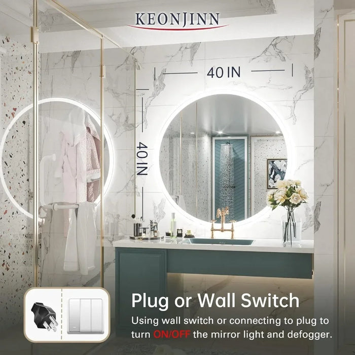 Toilet Shower Mirror With Led Light for Bathroom Wall Mirror With Lighting Makeup Mirrors Fixture Home Improvement