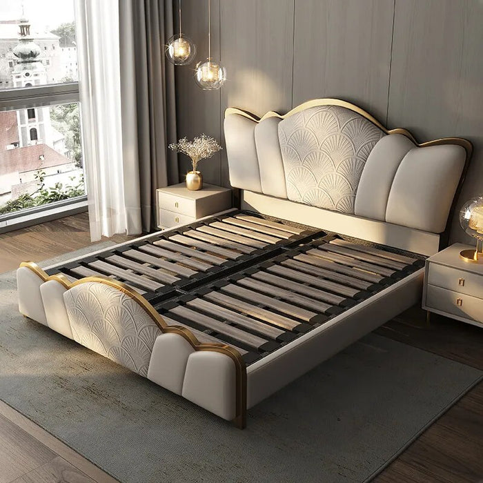 Luxury Modern Leather Bed Set Headboard Home Furniture Bedroom Set Designer King/Queen/Full Size Bed Lit 2 Personnes Apartment