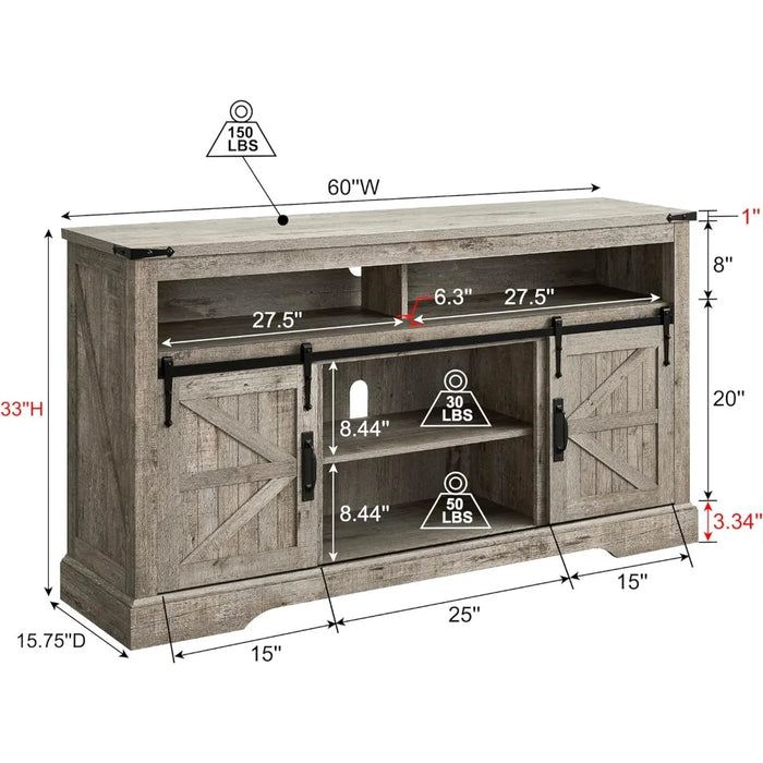 TV Stand Media Console W/Storage Wood Television Stand for Living Room
