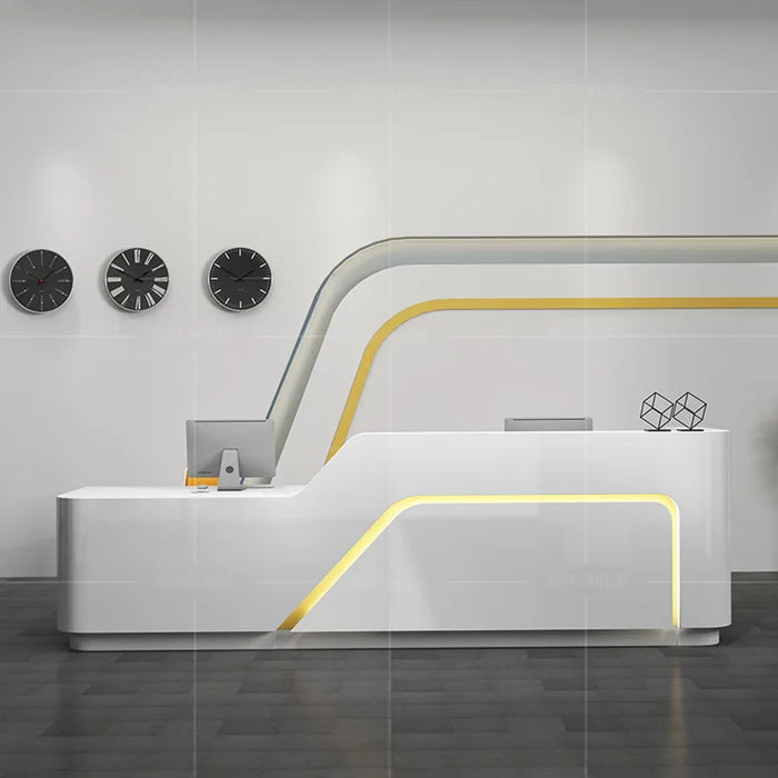 Customized Light Luxury Glossy Office Counter Simple Table Commercial Reception Desk
