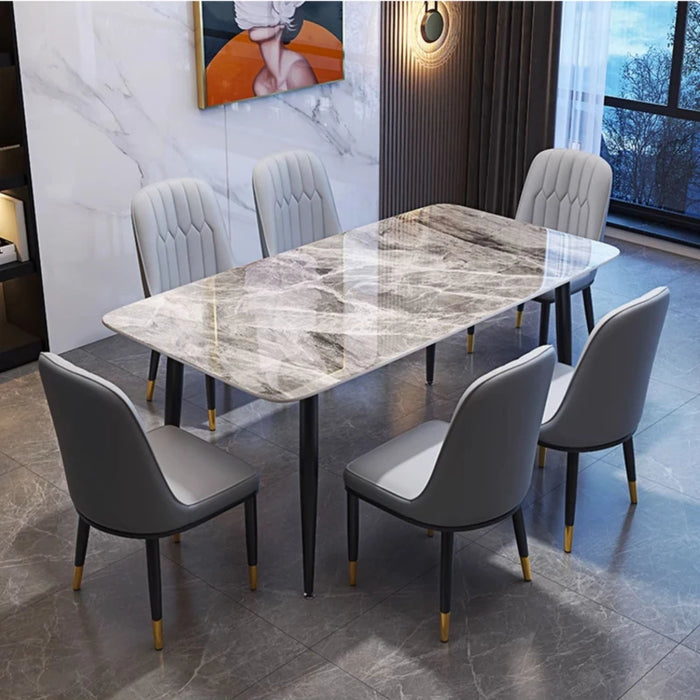 European High Luxury Dining Table Long Family Metal Italian Chairs Dining Table Coffee Marble Mesas De Jantar Ornaments Decor