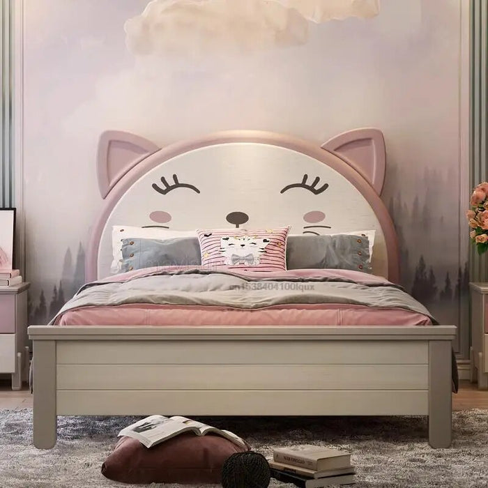 Solid Wood Children's Bed For Girl Bedroom Princess Single Bed 1.2m 1.5m Pink Modern Simple High-end Kid's Furniture Household