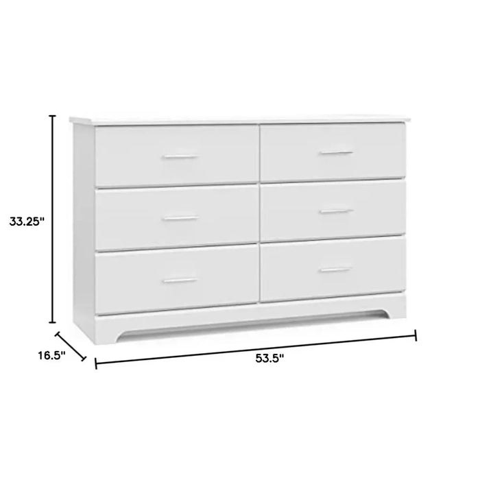 Fabric Dresser For Nursery Brookside 6 Drawer Double Dresser (White) – GREENGUARD Gold Certified Toilet Furniture Makeup Kids