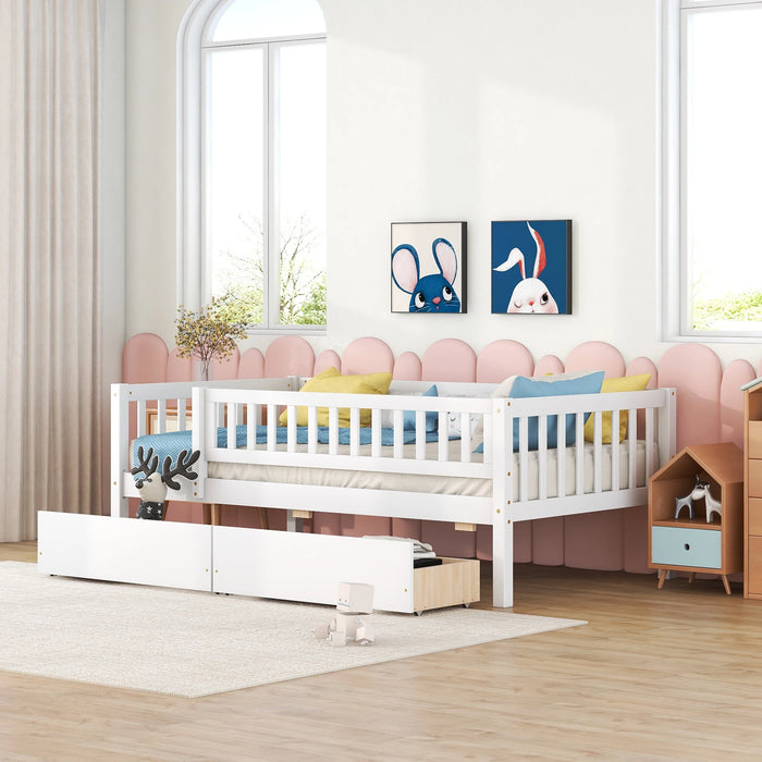 VSOGA Twin Sofa Bed Wooden Bed - With Two Drawers, Assembled Length 79.50cm Assembly Width 57.cm Assembly Height 28.30cm