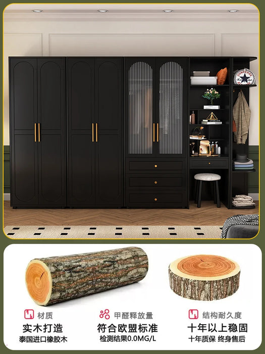 Solid wood wardrobe, bedroom, household storage, small wardrobe