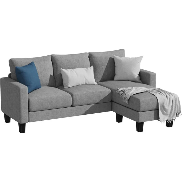 Convertible Sectional 3 L-Shaped Couch Soft Seat With Modern Linen Fabric Small Space Sofas for Living Room Loveseat Luxury Sofa