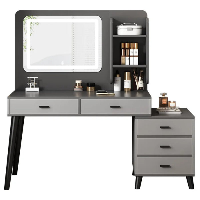 Dressing Table with with LED Lighting 6 Drawers Furniture Bedroom Bedside Storage Cabinet Integrated Minimalist Makeup Vanity