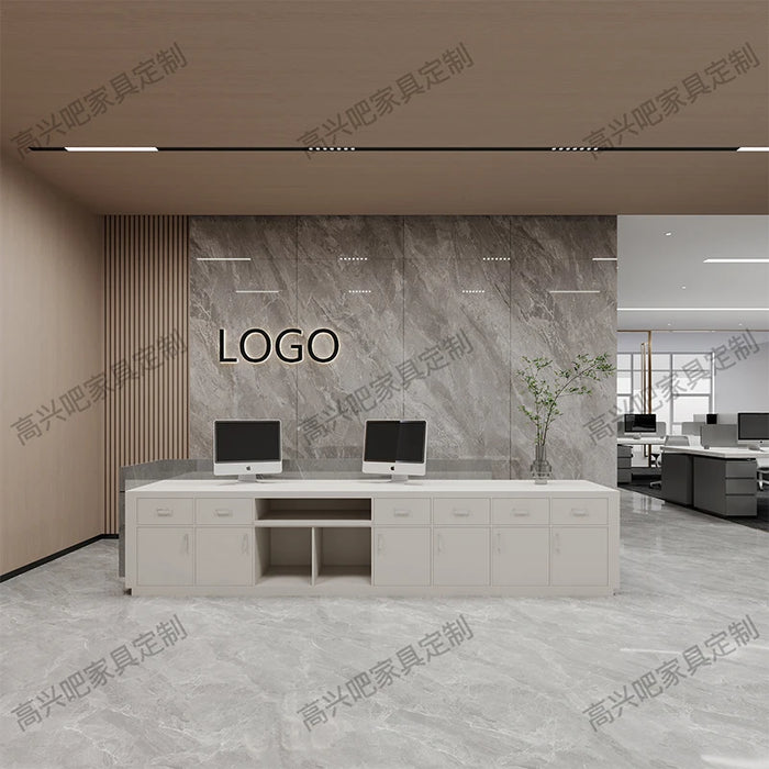 Luxury Modern Reception Desks Beauty Clinic Counter White Wooden Office Desk Table Church Rezeptionstisch Reception Furniture