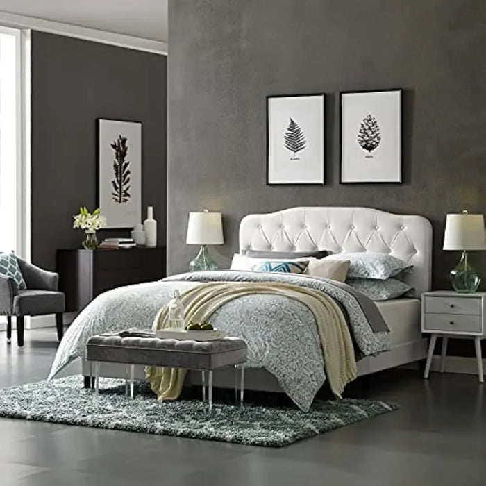 Modway Amelia Tufted Faux Leather Upholstered Full Platform Bed, Bedroom Furniture, Bed Frame