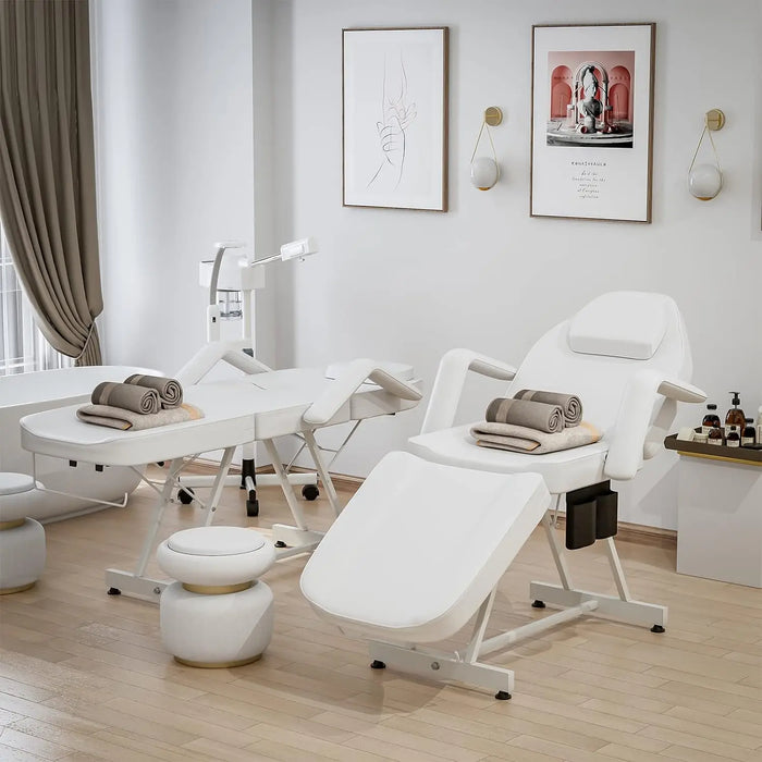 Paddie Professional Tattoo Bed with Storage Pocket, Adjustable Massage Table with Towel Hook, Folding Lash Chair for Client Esth