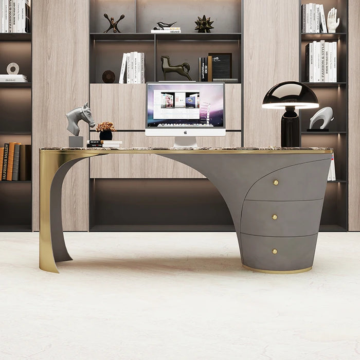 Italian light luxury desk Modern simple bedroom High end storage cabinet Home study Rock plate computer desk