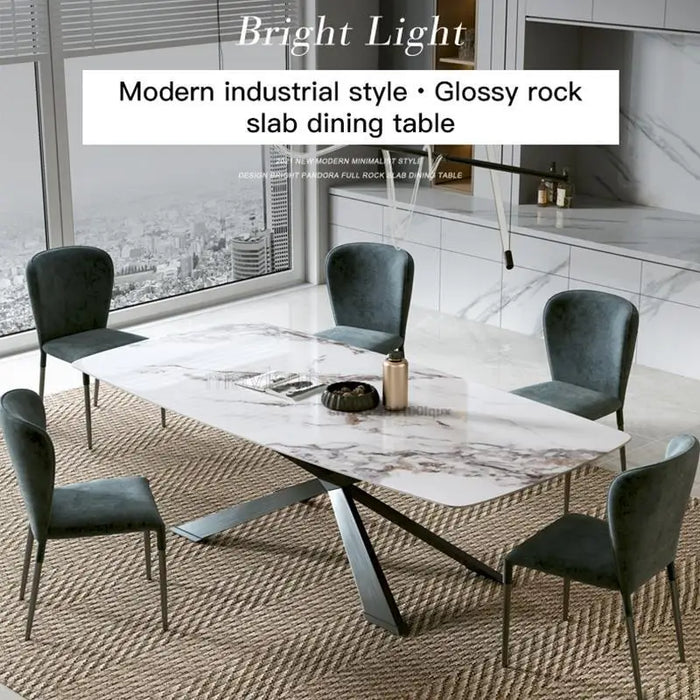 High-End Custom Natural Marble 1.6m Rectangular Table Set With 6 Chairs For Dinner Classic Design Popular Nordic Furniture