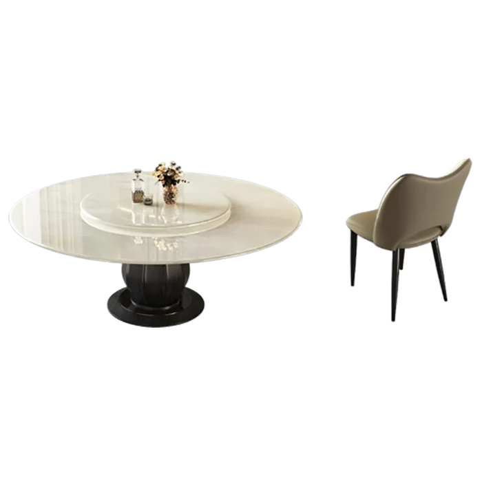 Natural Marble Dining Table Modern Minimalist Small Unit Circular With Turntable Light Luxury Super Crystal Luxury YX50DT