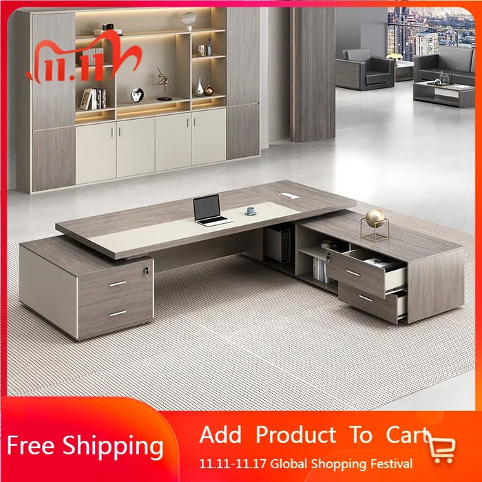 Desktops Reception Desks L Shaped Adjustable Home Executive Desk Corner Wooden Luxury Room Escritorios De Ordenador Furniture