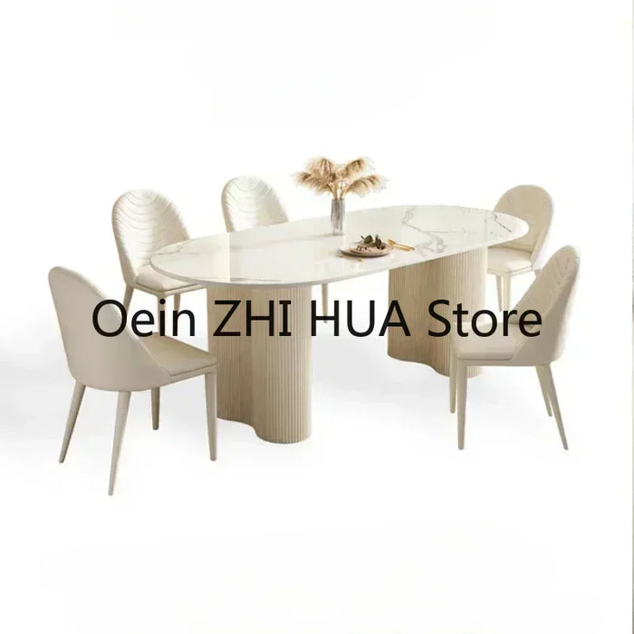 Oval Design Dining Tables Living Room Nordic Coffe Marble Modern Dining Tables Kitchen Luxury Mesa Comedor Home Furniture SR50DT