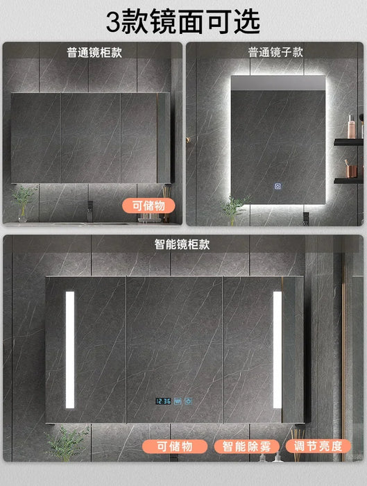 Bathroom Vanity Cabinet With Sink Combination Modern Minimalist Toilet Washbasin Light Luxury Stone Slab One Basin Smart
