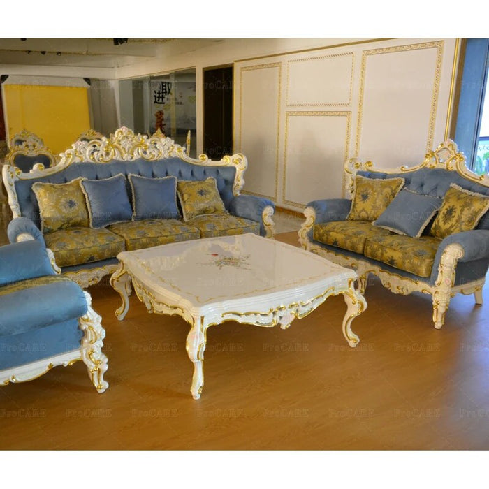 European solid wood sofa French luxury villa living room Custom high-end fabric sofa set