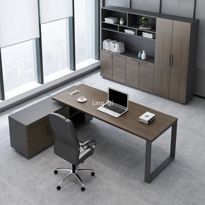 Dark Wood Reception Office Desk L Shaped Vanity Home Drawers Computer Desks Gaming Conference Study Mesa Escritorio Furniture