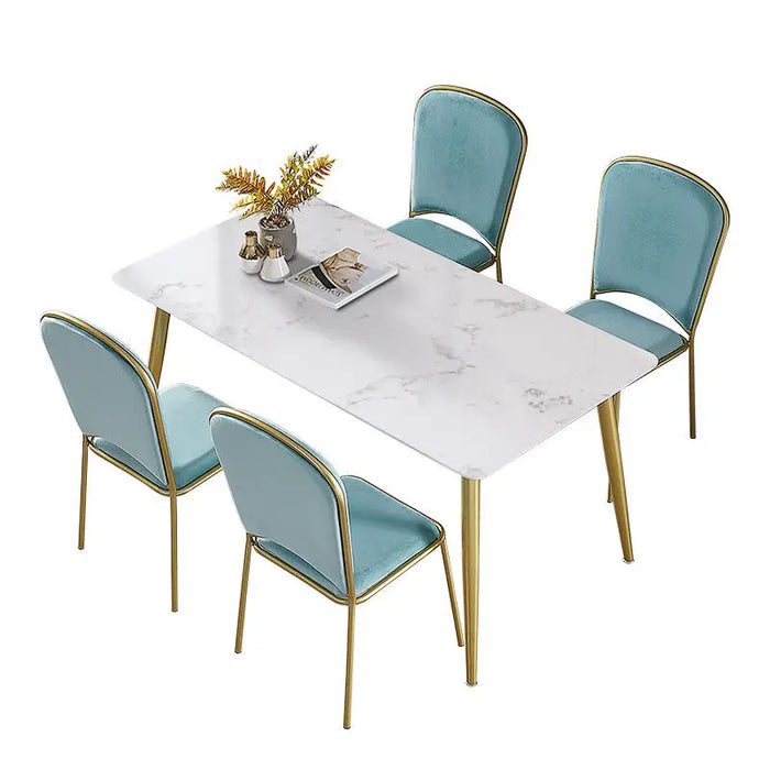 Nordic style marbledining table and chair  combination small apartment modern simple rectangular casual dining table طاولة قهوة
