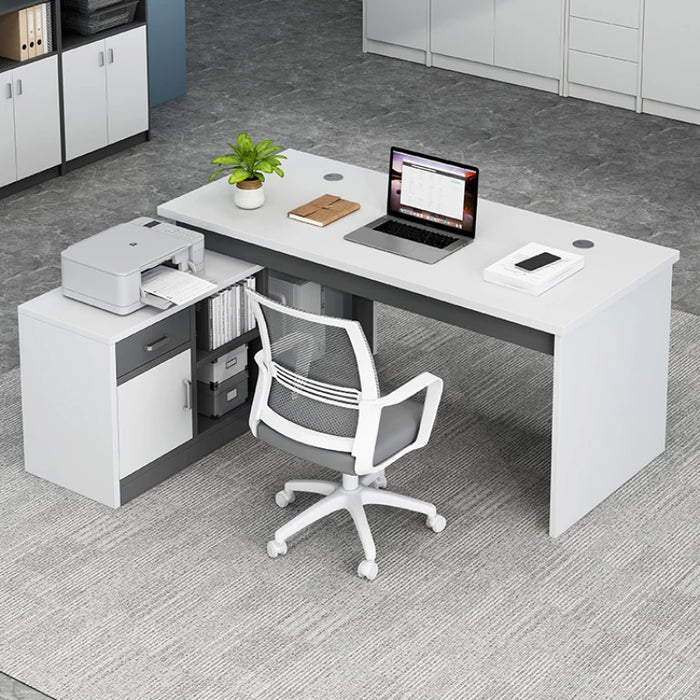 White Wide Computer Table Office Storage Wood Executive Reading Office Desk Laptop Writing Escritorios De Oficina Furniture