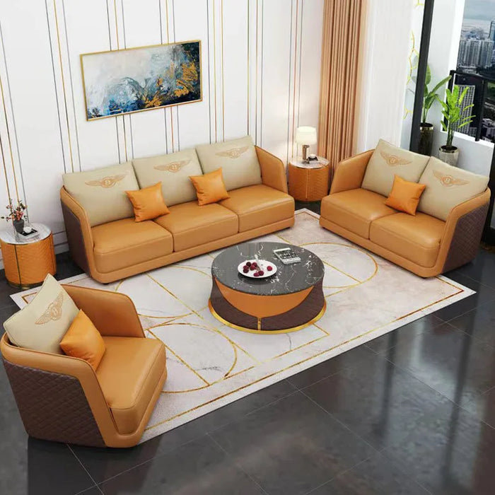 Light luxury postmodern leather sofa simple small family living room American sofa high-end atmosphere luxury leather sofa