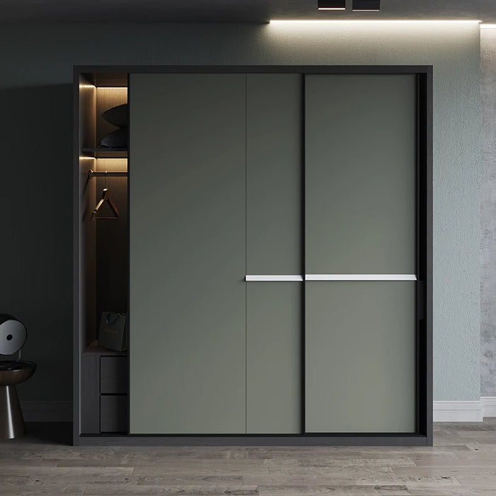 Luxury Modern Simple Sliding Door Wardrobe Nordic Sliding Door Wardrobe Household Bedroom Cabinet Storage Cabinet Large Door