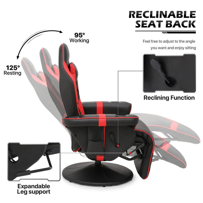 Customize Modern Red Office massage Chair Ergonomic High-Back PU Leather Audio Gaming Chair with Speakers and Cupholders