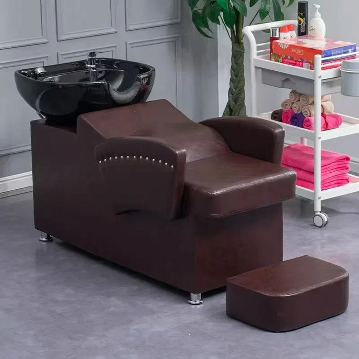 Lie Hairdressing Shampoo Chairs Pottery Pot Half Lying Dedicated Hair Salon Shampoo Chairs Lavacabezas Beauty Furniture QF50SC