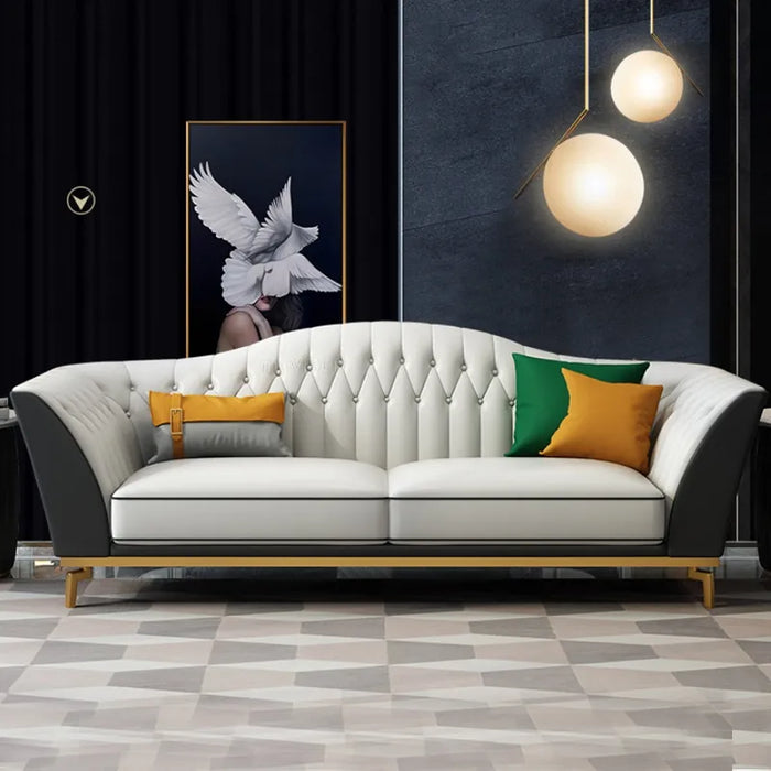 New Style Light Luxury Palace Style Simple Leather Sofa Modern Master Design Fashionable Home Furniture Set For Living Room