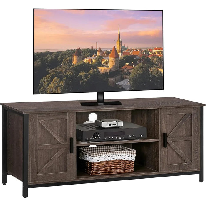 Bedroom Tv Stand Living Room Furniture Entertainment Center for Living Room TV Stand With Stable Metal Frame Dark Brown Cabinet