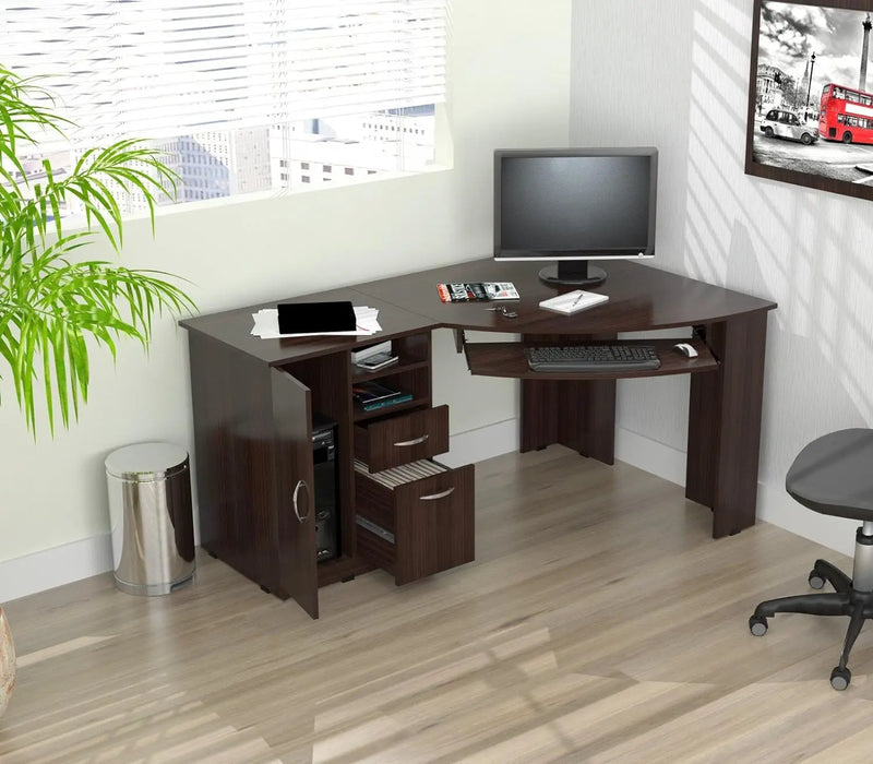 L-Shaped Corner Desk, Espresso