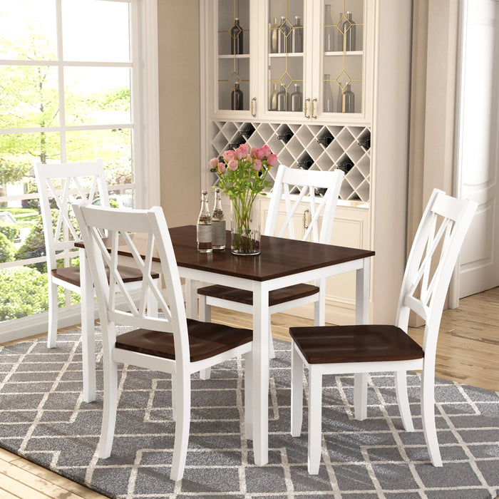 Classic 5-Piece Wood Dining Set with Dining Table and Chairs for Home Kitchen