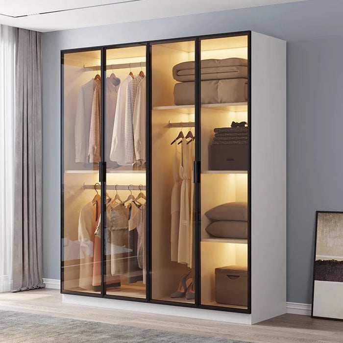 Living Room Minimalist Closet Rod Bracket Indoor Floor Bedroom European Wooden Wardrobe Luxury Meuble Chambre Design Furniture
