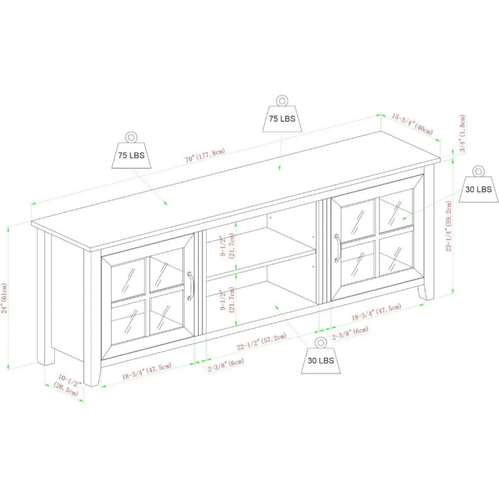 Tv living room cabinet, Classic 2 Glass Door TV Stand for TVs up to 80 Inches, 70 Inch, Living room tv cabinet