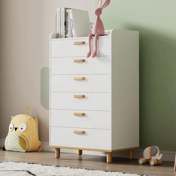 Modern Simple Style White Modern Six-Drawer Chest for Bedroom, Living Room Dressers for Bedroom Furniture Vanity Table